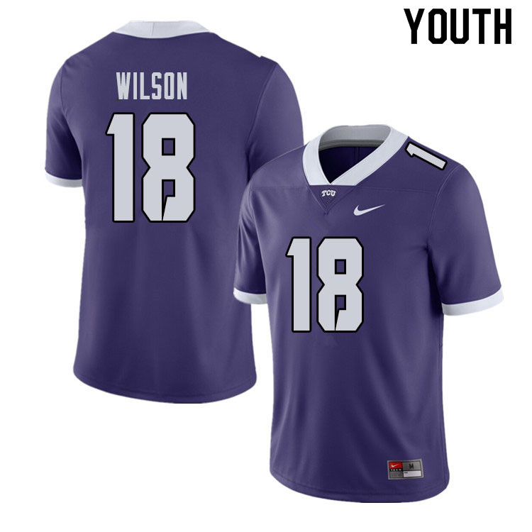 Youth #18 Ben Wilson TCU Horned Frogs College Football Jerseys Sale-Purple